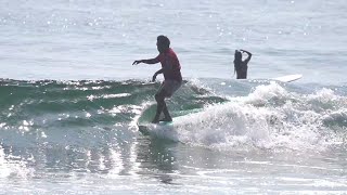 Enjoying surf with log at Batukaras Bay Surfing West Java Indonesia [upl. by Ashil]