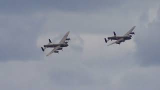 Two Lancasters at Dunsfold Wings and Wheels 2014 [upl. by Donela]