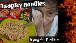 3x Spicy Ramen noodles 🔥 extreme spicy noodles trying for first time [upl. by Otilia6]