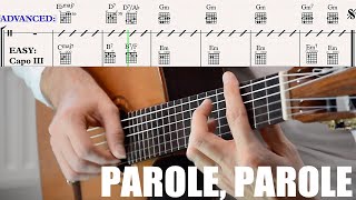 PAROLE PAROLE Guitar Chords Easy  Advanced Free pdf LYRICS [upl. by Friedrick279]