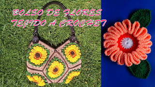 Bolso N° 1 tejido a crochet o ganchillo con 8 cuadrados de Flores paso a paso en video tutorial [upl. by Enyrehtac]