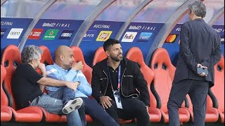 Sergio Aguero reunited with Pep Guardiola ahead of the Champions League final [upl. by Esyahc]