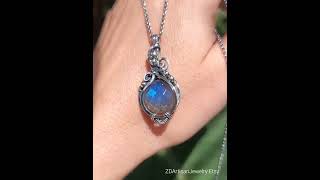 💎Labradorite crystal sterling silver handmade talisman pendant by zdartisanjewelry IG [upl. by Pinzler]