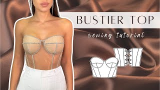 DIY Bustier Top Rhinestone Corset Tutorial  How To Make a Bustier Top Tutorial [upl. by Femmine888]