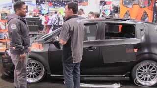 Chevy Sonic at SEMA with Carbon Fiber Panels from M2Motoring  Eastwood [upl. by Ddot]