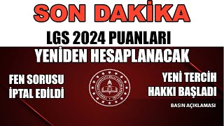 SON DAKİKA  LGS 2024 Puanları Yeniden Hesaplanacak  Fen Sorusu İPTAL EDİLDİ [upl. by Luebke]