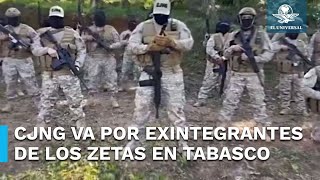 Presuntos miembros del CJNG anuncian limpia en Tabasco [upl. by Reseda]