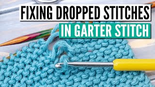 How to fix a dropped stitch in garter stitch for knitting beginners [upl. by Adniram]