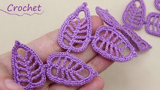 ЛЕНТОЧНОЕ КРУЖЕВО quotЛистикиquot вязание крючком для начинающих🌿Easy to Crochet TAPE LACE Tutorial🌿 [upl. by Jessy5]