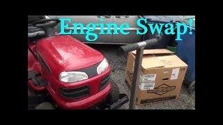 HOW TO SWAP a RIDING LAWNMOWER Engine in LESS THAN an HOUR Craftsman BRIGGS and STRATTON Motor SWAP [upl. by Attenauq]