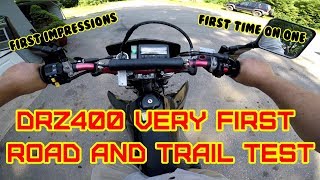 E1 DRZ400S Road and Trail test Top speed First Ride and impressions first time ever on one [upl. by Illek]