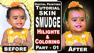 How to Make Digital painting in Photoshop Tamil Part  1  Coloring And Skin Smudge  AnujDigital [upl. by Aihsar831]