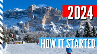 New Year Fresh Powder Epic Ski Day in the Dolomites on the first day of 2024 [upl. by Jedthus]