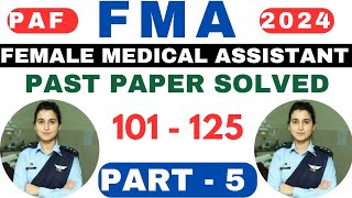 PAF FMA female medical assistant past paper McQs with answers PAF airwomen McQs with answer part 5 [upl. by Norted]