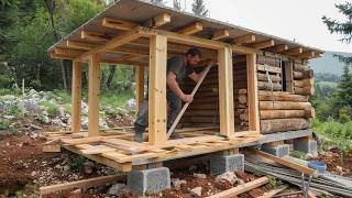 Man Spends 100 DAYS Building Wood CABIN in Volcanic Island  START TO FINISH by WildGnomos [upl. by Apurk]