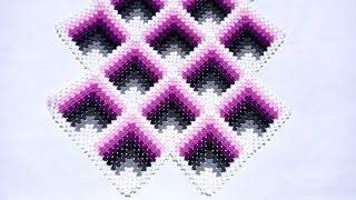 Como tejer el Cuadrado o muestra de colores N° 64 con granny square en rombos a crochet para colchas [upl. by Idarb886]