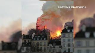 Notre Dame Fire The Exact Moment the Historic Cathedrals Spire Collapses  NBC New York [upl. by Simonne]