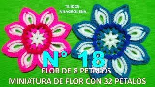 Como tejer la Flor N° 18 a crochet para aplicar en tapetes centros de mesa y cuadrados para colchas [upl. by Stern]