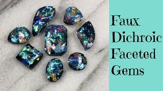 Creating Faux Dichroic Glass Gemstones Cabochons For Jewelry Making DIY UV Resin Tutorial [upl. by Sana]