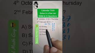 Calendar Trick Reasoning Classes mathtrick shorts tipsandtricks learnonyoutube [upl. by Eckel]