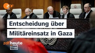 UNGericht warnt fordert aber kein Ende des israelischen Militäreinsatzes in Gaza  ZDFheute live [upl. by Yerga20]