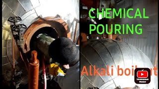 Alkaline boilout Chemical pouring of AFBC Boiler [upl. by Ahsiemal]