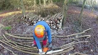 Timber Stacking by Hand Pea Sticks Woodland Vlog 3 2022 [upl. by Areemas]