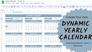 Create a Dynamic Yearly Calendar in Google Sheets  Customize Month Year and Start Day [upl. by Howlend483]