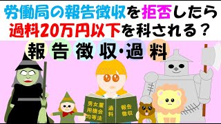 労働局の報告徴収を拒否→過料20万円以下科される？労働局雇用環境・均等部の調査を拒否したら過料に課される旨明記あり（男女雇用機会均等法、育児介護休業法、パートタイム有期雇用労働法、労働施策総合推進法） [upl. by Anirret]