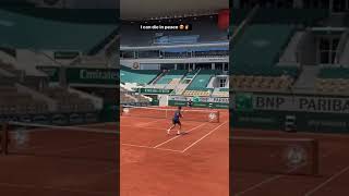 Roger Federer Hits An Around The Net Post Shot at a 2021 French Open Practice Session [upl. by Thomson]