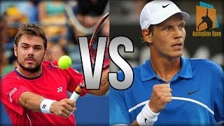 Stanislas Wawrinka Vs Tomas Berdych Australian Open 2014 HIGHLIGHTS [upl. by Eerb]