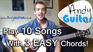 How to play G C and D chords  Play 10 guitar songs with three chords  Beginner Guitar Lesson [upl. by Anidnamra342]