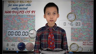 3600 Digits of Pi World Record for 9yearolds memorized amp orally recited by boy named Hero Vietson [upl. by Elberta]