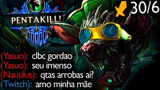 PENTAKILL E 30 KILLS DE RATINHO CALANDO A BOCA DOS TÓXICOS DO LOL KKKKKKKKKK [upl. by Araeit]