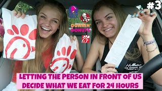 Letting the Person in Front of Us Decide What We Eat for 24 Hours Part 3  Jacy and Kacy [upl. by Koehler557]