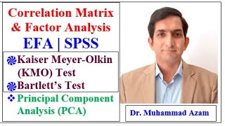 Correlation Matrix in Factor Analysis EFA  KMO amp Bartletts test  Principal Component Analysis [upl. by Trutko]