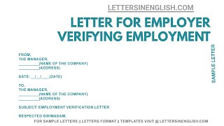 Confirmation Letter of Employment Sample – Verification Letter Sample [upl. by Asta]