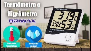 Termômetro e Higrômetro Digital Medidor Temperatura Umidade Relógio Alarme BRIWAX HY5930 [upl. by Yrennalf160]