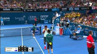 LLeyton Hewitt defeats Roger Federer to win the Brisbane International 5th January 2014 [upl. by Anaehr]