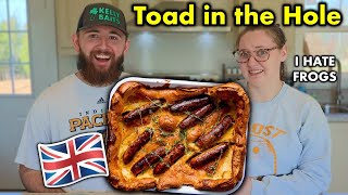 AMERICANS Try BRITISH Toad in the Hole for the FIRST TIME epic fail [upl. by Nitsirc]