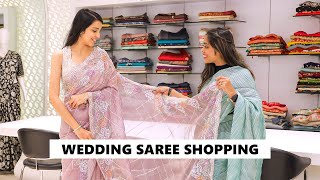 Modern Wedding Saree Shopping for Bridesmaids  Sangeet amp wedding Saree 2024 [upl. by Alit228]