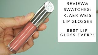 REVIEW amp SWATCHES NEW KJAER WEIS LIP GLOSSES  Integrity Botanicals [upl. by Nomolas964]