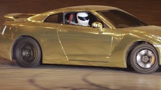 Stig Gold Nissan GTR Doughnuts  Top Gear [upl. by Yelsiap]