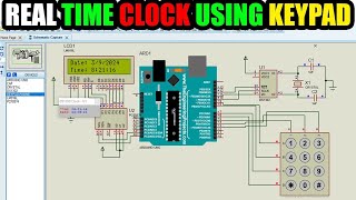 how to make and set a real time clock using keypad ds1302 and Arduino on proteus [upl. by Ika]