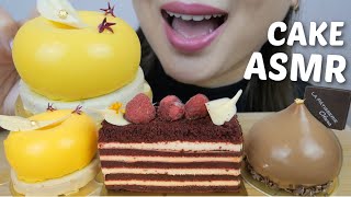 ASMR Mini CAKES Mango Mousse Red Velvet and Caramel Chocolate Mousse cake NO TALKING FOOD Sounds [upl. by Cos]