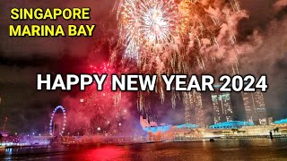 Happy New Year 2024  Singapore Marina Bay  Fireworks Singapore [upl. by Purington]