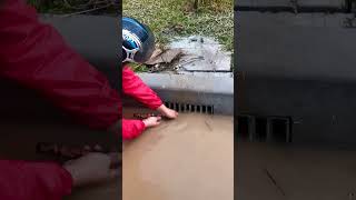 Cleaning Old Culvert unclog satisfying shorts [upl. by Resee]