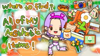 Miga World WHERE  TO FIND ALL Aesthetic Items 🥝🥑  All of my AESTHETIC items Miga town tocaboca [upl. by Rodavlas]