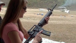 KIRSTI SHOOTS M16 FULLAUTO [upl. by Nylirrehs822]