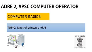 COMPUTER BASICS FOR APSC COMPUTER OPERATOR  ADRE 2 [upl. by Eixela]